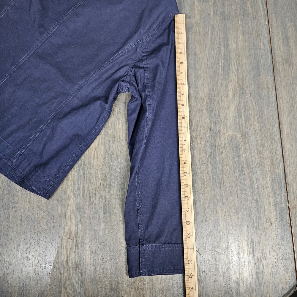J Jill Womens MP Moto Jacket‎ Linen Blend Asym Zip Lightweight Blue Gray Petite - Picture 10 of 10
